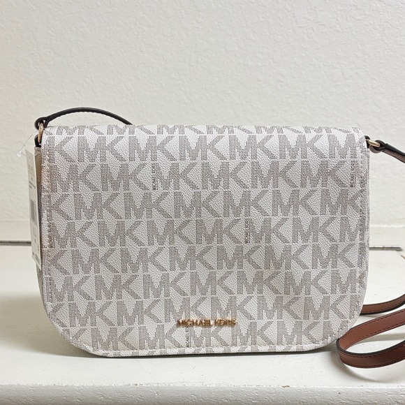 Michael Kors Beige and Brown Signature Crossbody Bag
